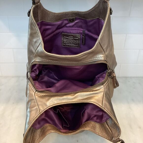 Coach Maggie Madison Metallic Leather Hobo Shoulder Bag HTF - Picture 11 of 16